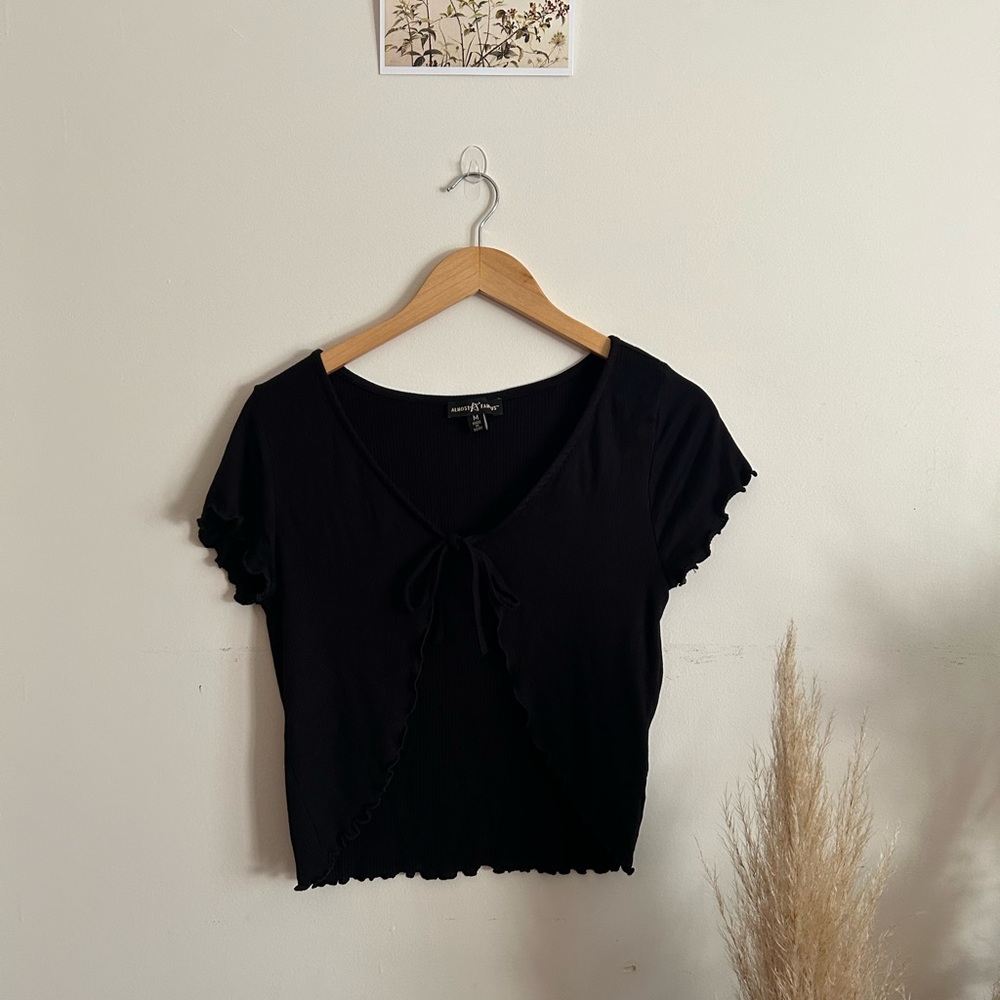 Almost Famous Black Ruffle Trim Blouse